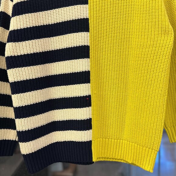 STAUD Hampton Oversized Chunky-Knit Striped Color-Block Sweater (Chartreuse) - Picture 14 of 16